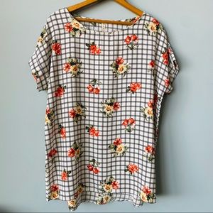 Mts Women's Black and White Floral Blouse Top S